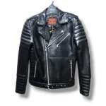 Fashionable vintage leather bomber jacket