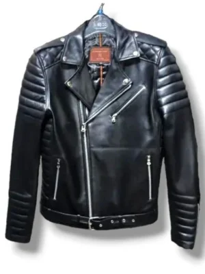 Fashionable vintage leather bomber jacket